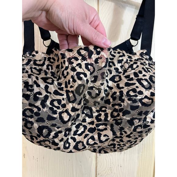 40DDD Comfrort Choice Bra Bralette Leopard Mesh Wireless Soft Cup Lined Wirefree - Picture 6 of 7